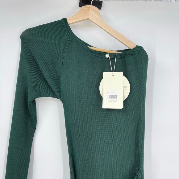 Baobab | NWT Kairi Maxi Dress Cucumber Emerald Green One Shoulder Knit M - Picture 9 of 15